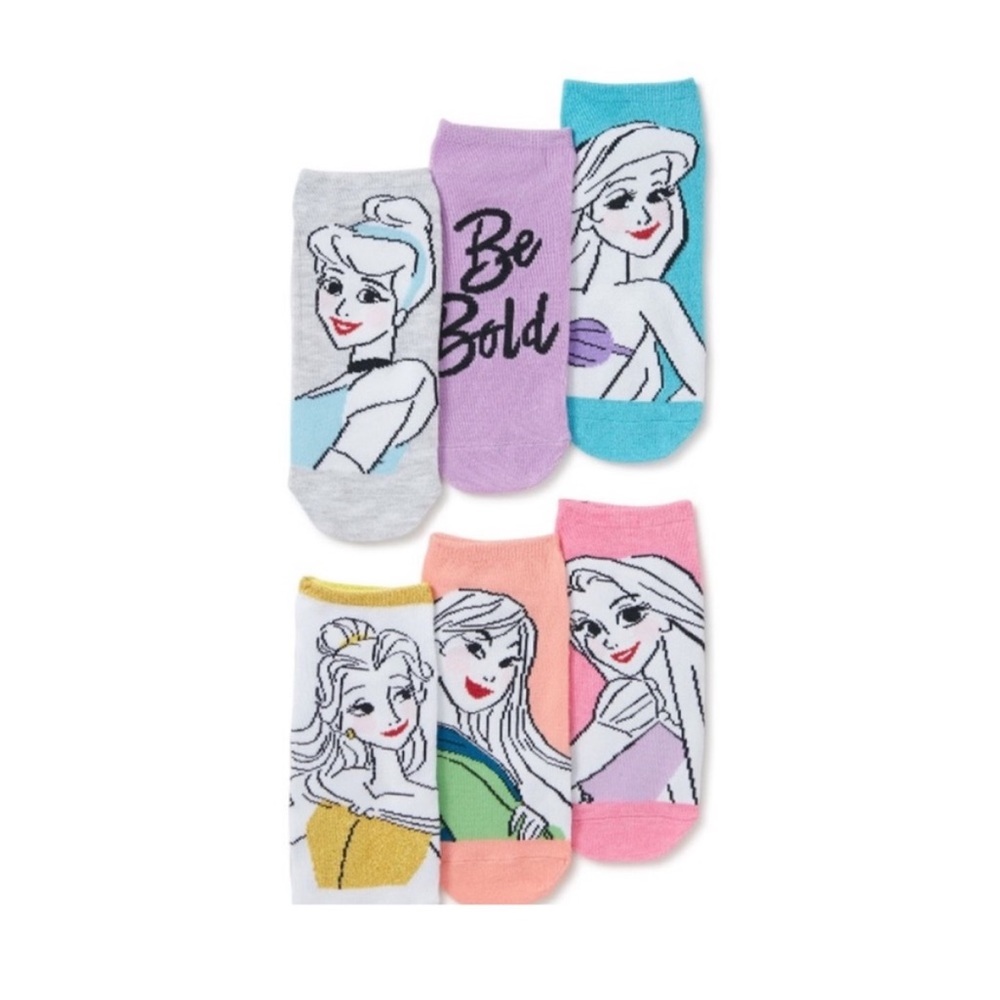 Disney Princess Ankle Socks Women's‎ Size 6-9 Multiple Colors Lot of 6